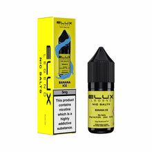Elux Legend Nic Salts Banana Ice vape juice bottle and packaging on a white background