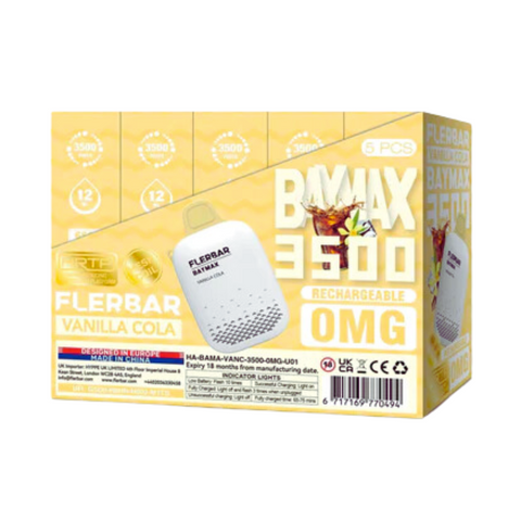 Box Of 5 - Flerbar Baymax 3500 Puffs 0mg