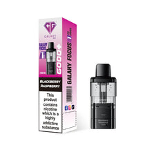 Crystal Galaxy refill pod in the flavour blackberry raspberry with packaging on a white background