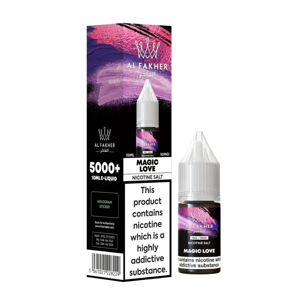 Al Fakher Magic Love nicotine salt e-liquid packaging on a white background