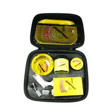 Yellow themed rolling tray set with Backwoods design on a white background