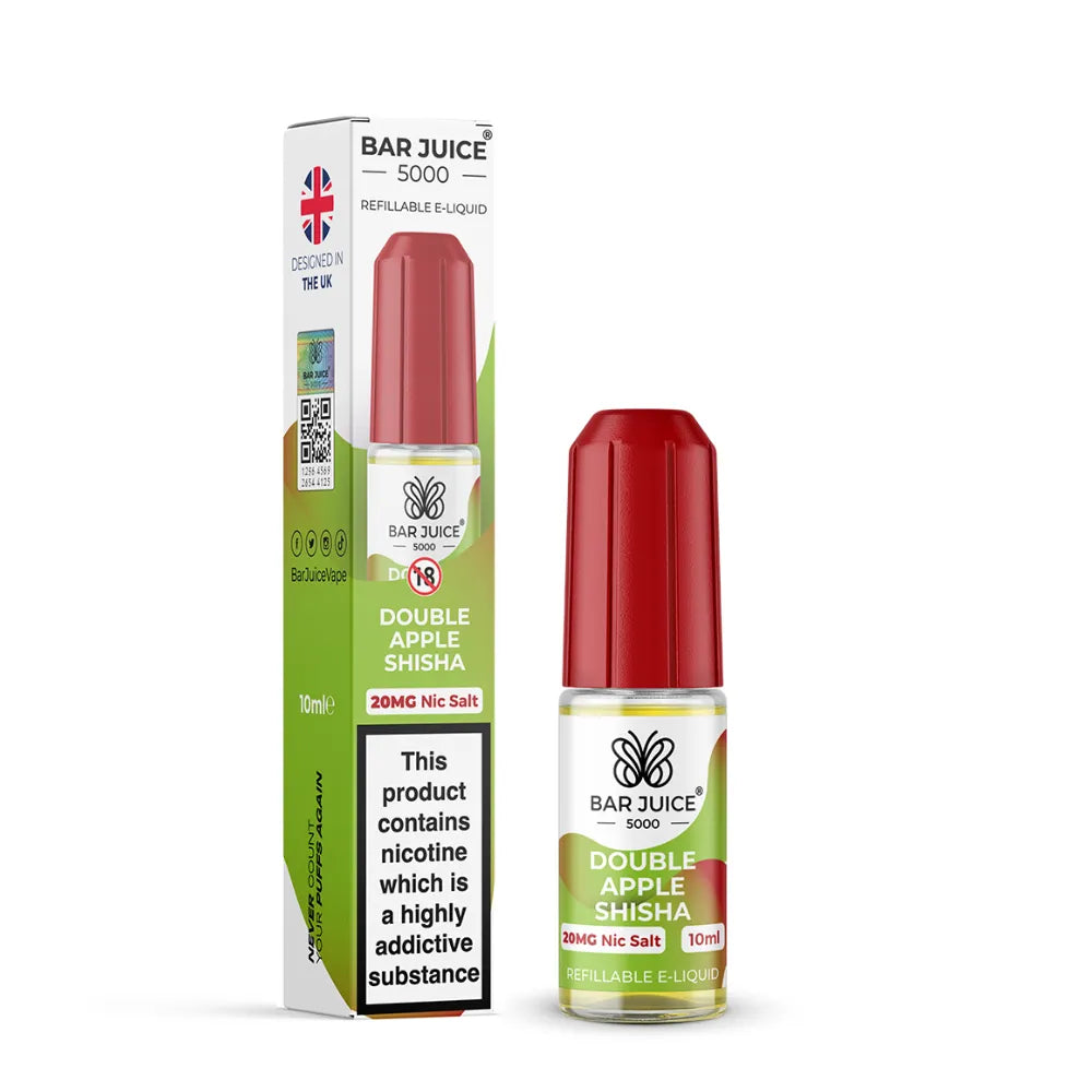 Bar Juice 5000 Double Apple Shisha e-liquid bottle and packaging on a white background