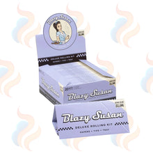 Purple Blazy Susan deluxe rolling paper kit on a white background