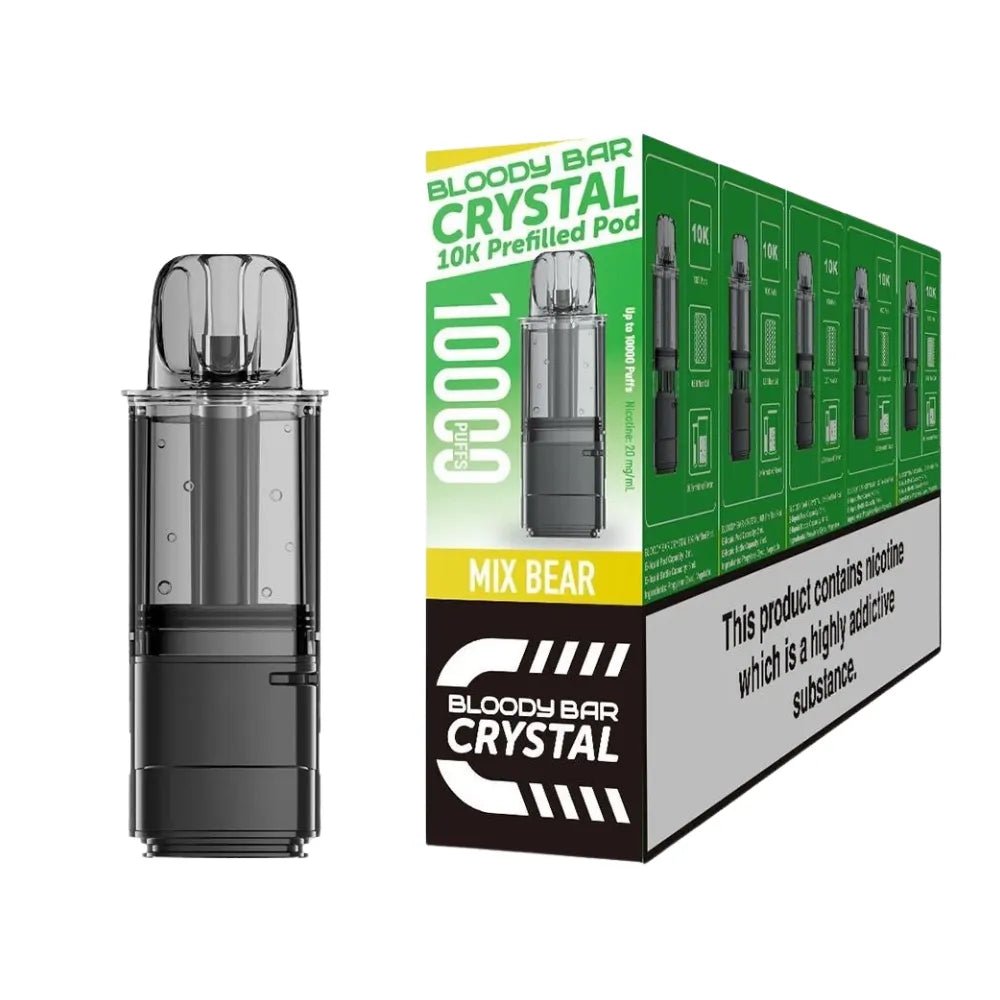 Bloody Bar Crystal 10k refill pod cartridges mix bear on a white background