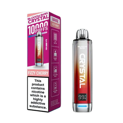 Vape device and packaging with 'Crystal' branding on a white background