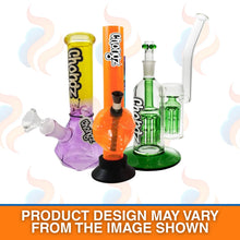 Coloyrful glass smoking accessories with 'Chongz' branding on a white background.
