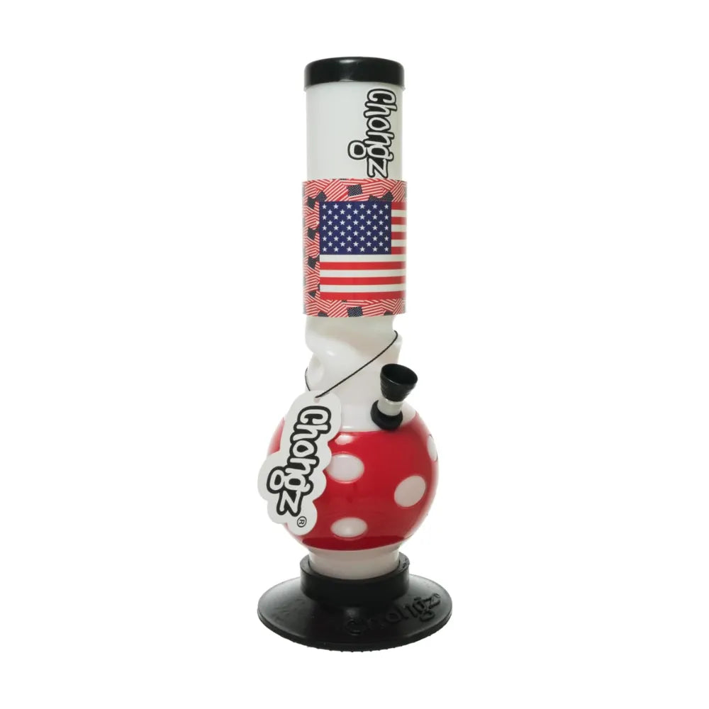 Bong with American flag design on a white background