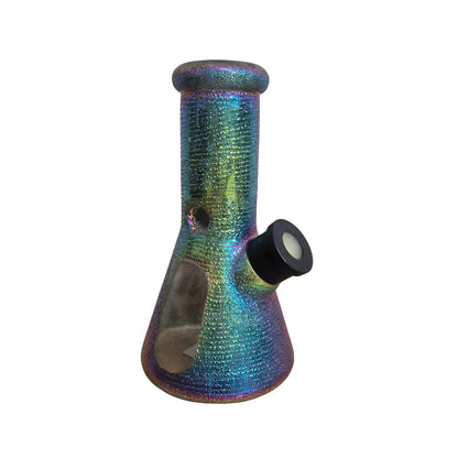 Multicolored glass smoking bong on a white background