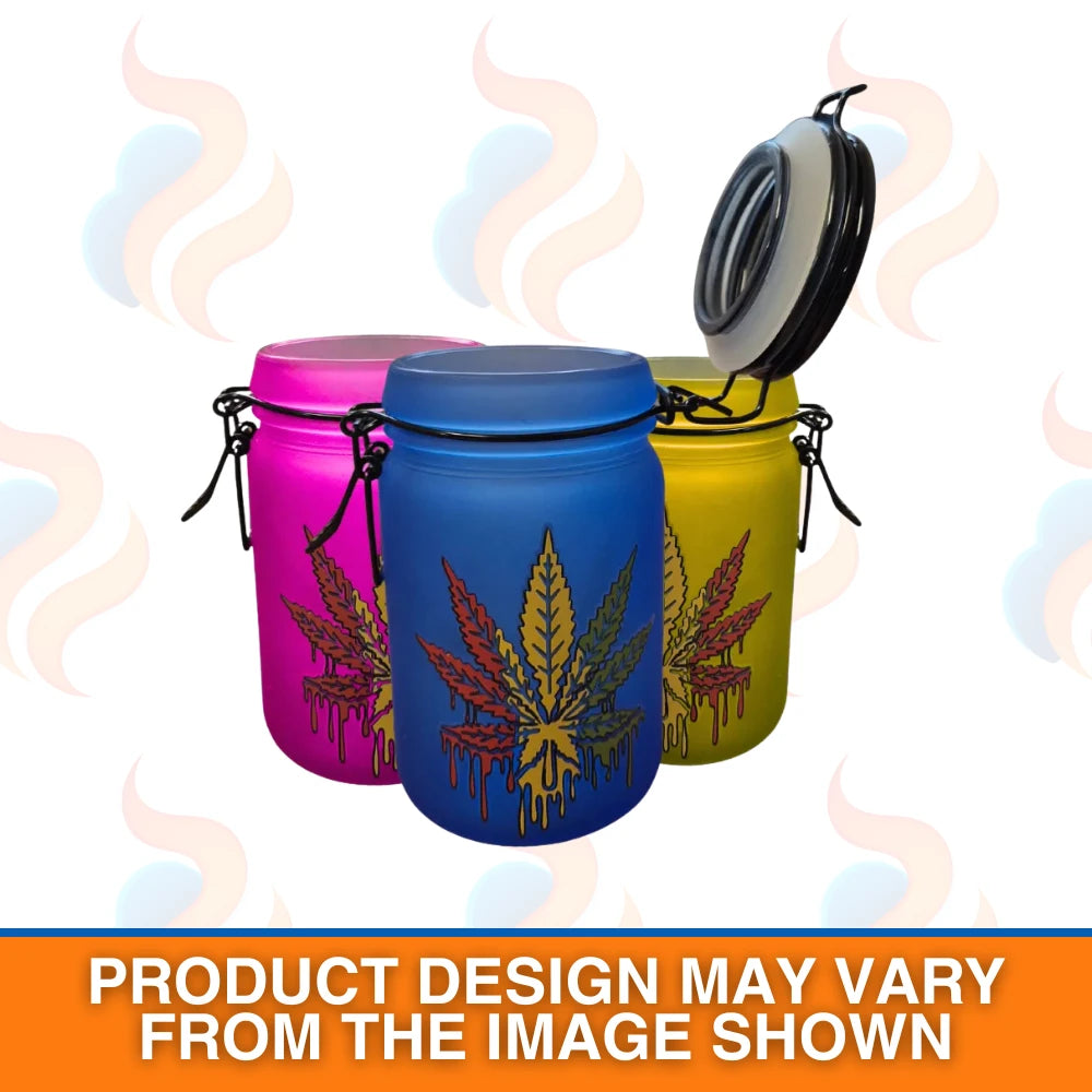 Coloured Glass Storage Jars – Airtight Herb &a Tobacco Storage Containers on a white background