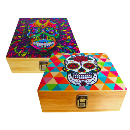 Wooden Storage Box With Coloured Lid