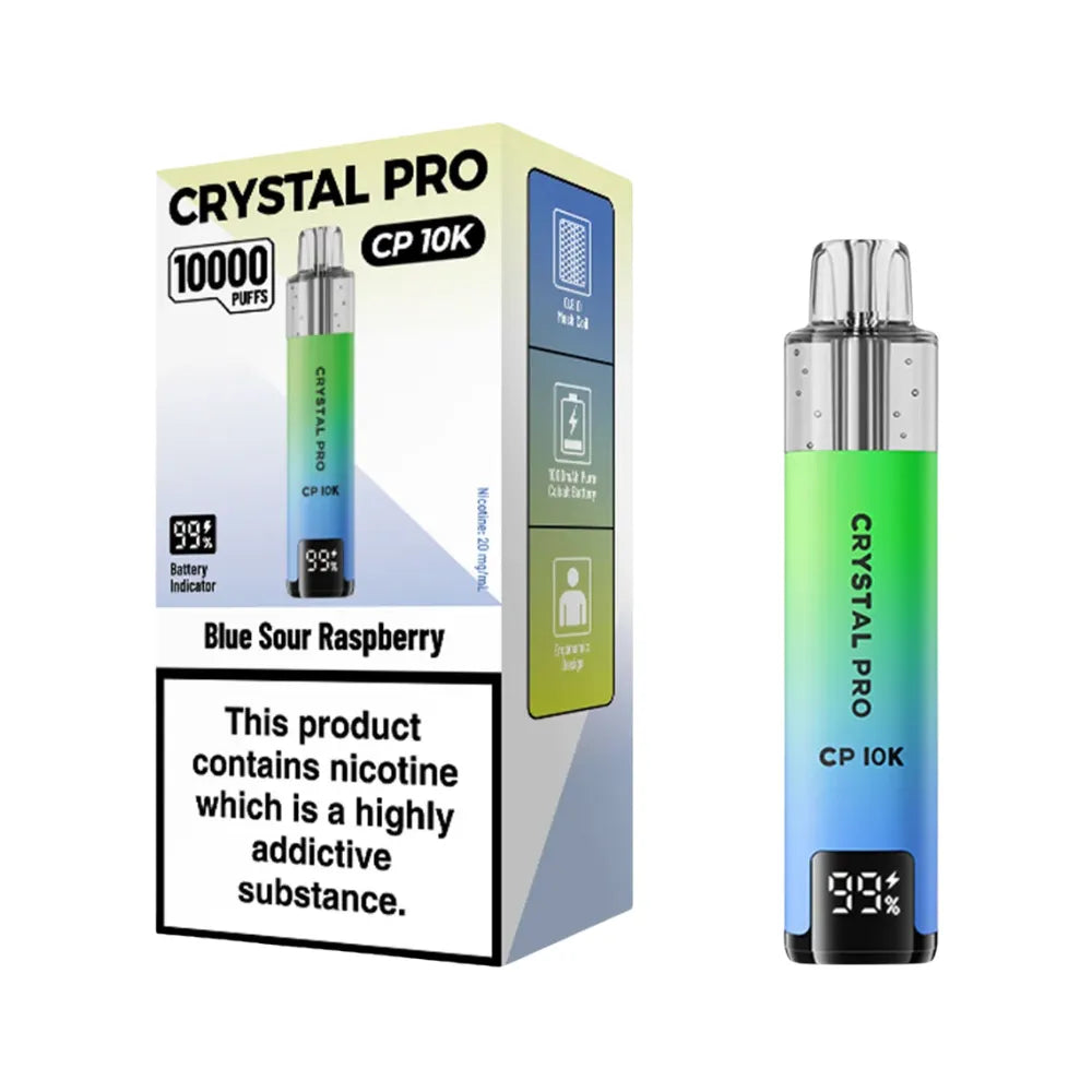 Crystal Pro CP 10K vape device and packaging on a white background