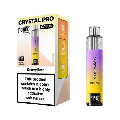 Crystal Pro CP 10K vape device packaging with gradient design on a white background