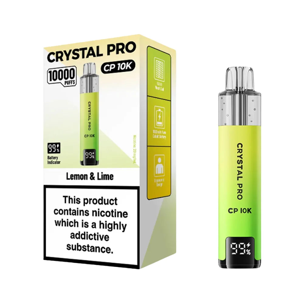 Crystal Pro CP 10K vape device and packaging on a white background