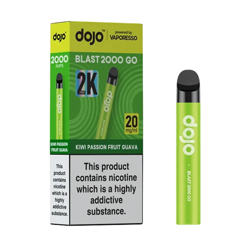 dojo Blast2000 Go vape device and packaging on a white background