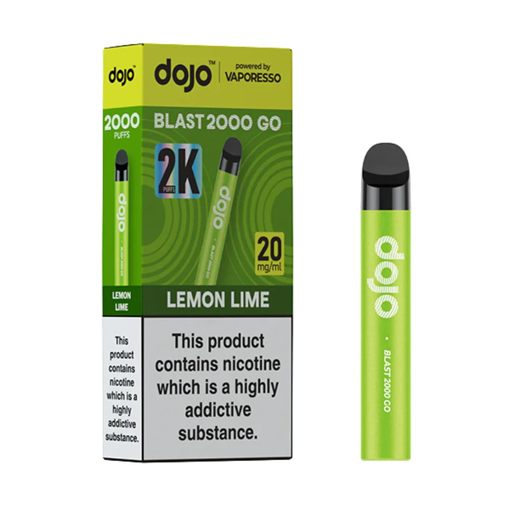 dojo Lemon Lime vape pen packaging with product details on a white background
