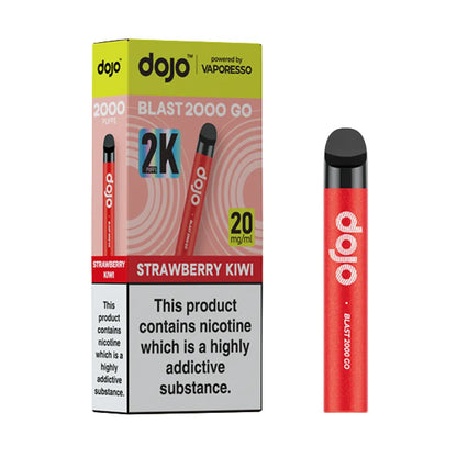 Red 'dojo' vape pen with packaging on a white background