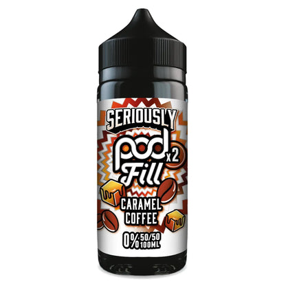 Vape juice bottle with 'Seriously Pod Fill' label on a white background