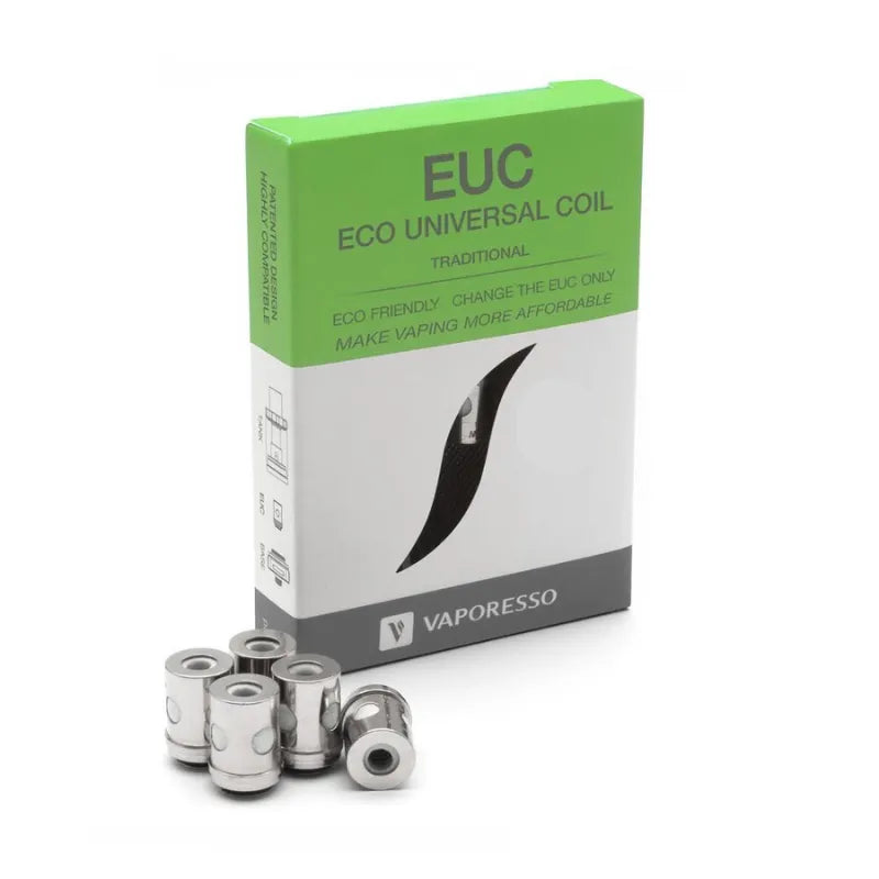 Vaporesso EUC Eco Universal Coil packaging with coils on a white background