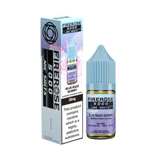 Elux Firerose 5000 nic salt e-liquid bottle in "Blue Razz Gummy" flavour with colourful packaging on a white background.