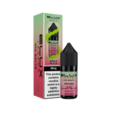 Elux Legend Nic Salts Apple Peach e-liquid bottle and packaging on a white background