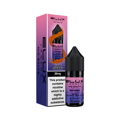Elux Legend Nic Salts Fizzy Cherry vape juice bottle and packaging on a white background