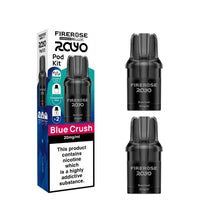 Elux Firerose Rayo refill pods in "Blue Crush" flavour with colourful packaging on a white background