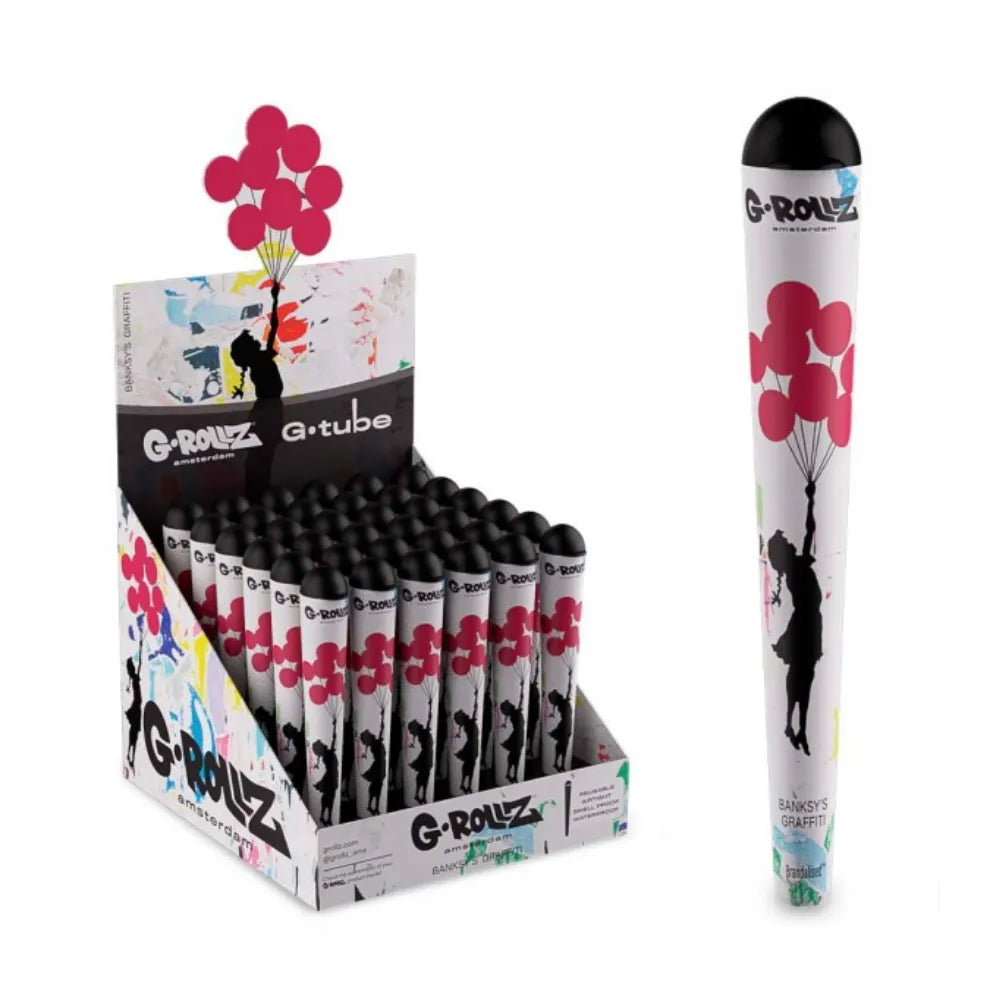 G-Rollz "G-Tube" cone holders - Banksy's Graffiti design - with packaging on a white background