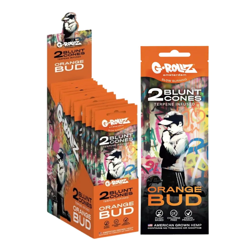 G-Rollz terpene-infused hemp cones 12-pack display box - Orange Bud