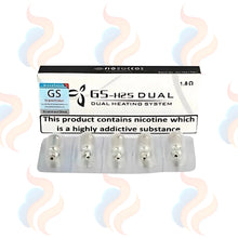 GS-H2S Dual heating system packaging with nicotine warning label on a white background