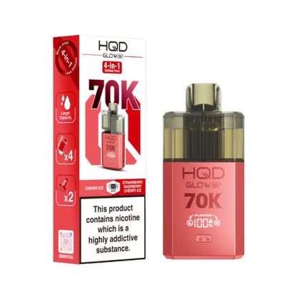 HQD Glow vape device and packaging on a white background