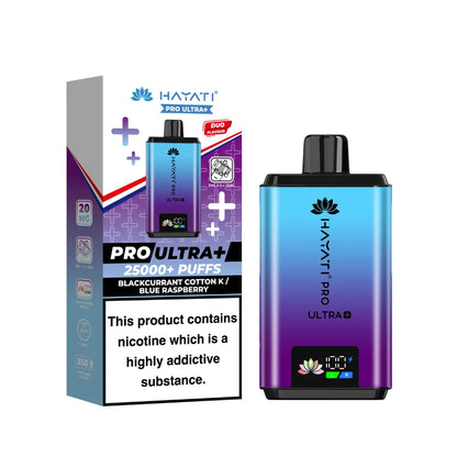 Hayati Pro Ultra+ vape device and packaging on a white background