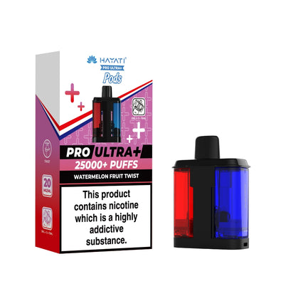 Hayati Pro Ultra+ "Watermelon Fruit Twist" Refill Pod with colourful packaging on a white background.
