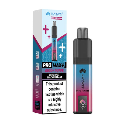 Hayati Pro Max+ vape device and packaging on a white background