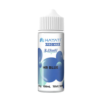 Hayati Pro Max B-Liquid MR Blue bottle on a white background