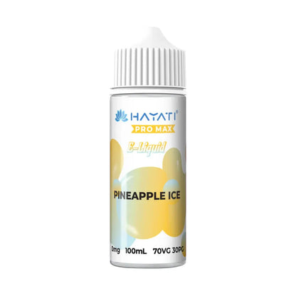 Hayati Pineapple Ice vape juice bottle on a white background