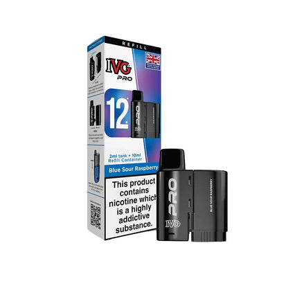 IVG Pro pod Blue Sour Raspberry with packaging on a white background