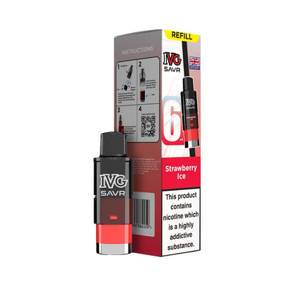 Strawberry Ice IVG SAVR refills and packaging on a white background