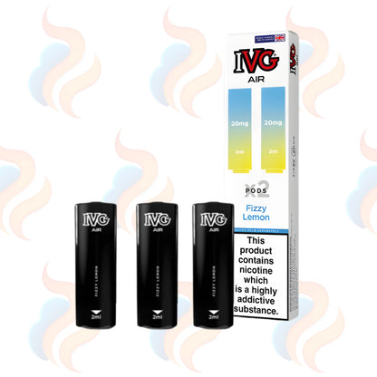 Three IVG Air refills on a white background with UK Vape Supply Logo