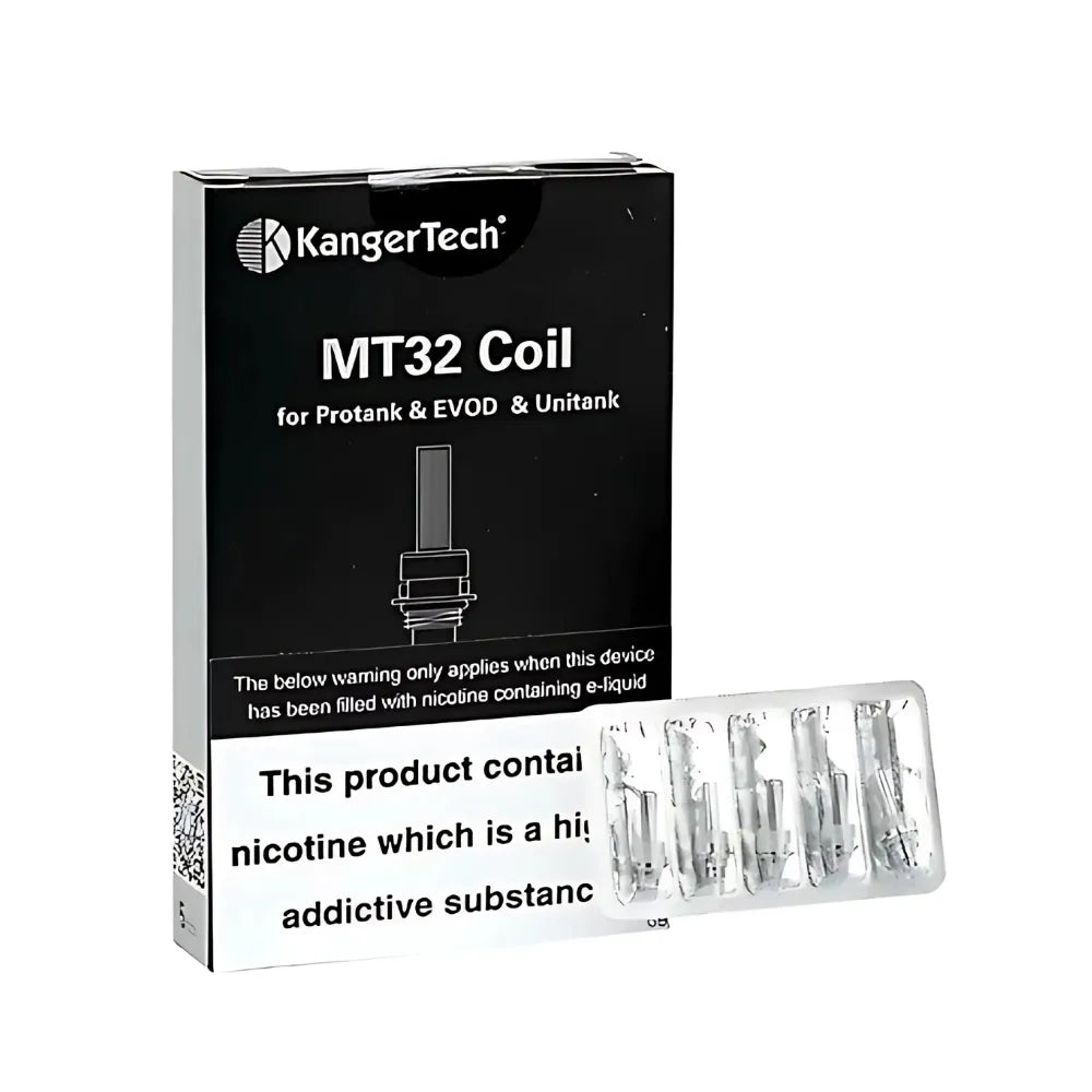 KangerTech MT32 Coil packaging with coils on a white background