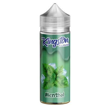 Kingston e-liquids bottle with menthol flavor on a white background