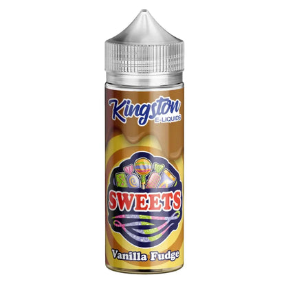 Kingston Sweets Vanilla Fudge e-liquid bottle on a white background