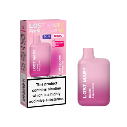 Lost Mary BM600 vape device in "P&B Cloudd" flavour with colourful packaging on a white background.