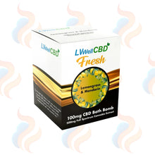 LVWell CBD Bath bomb in "Fresh Lemongrass & Mandarin" scent on a white background
