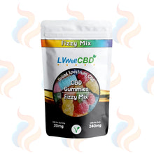 Packaging of LVWell CBD CBD Gummies Fizzy Mix on a white background with UK Vape Supply Logo