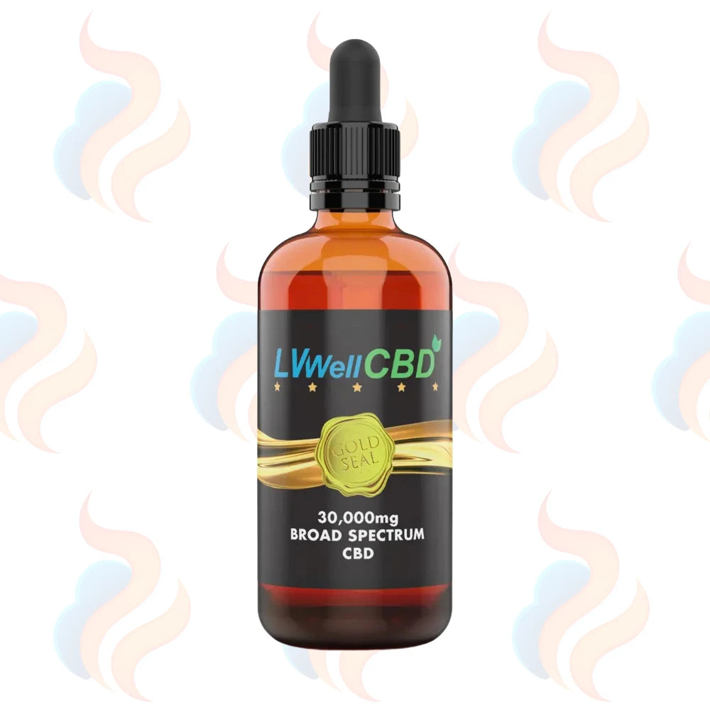 Gold Seal CBD oil dropper bottle with 'LVWell CBD' label on a white background