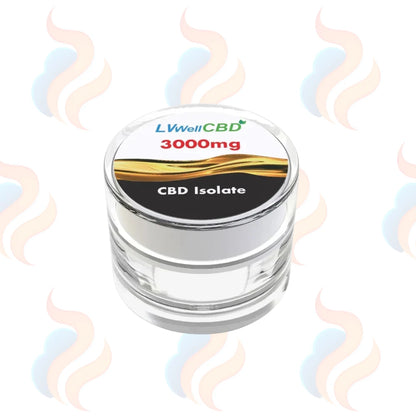 LVWell CBD Isolate 3000mg strength in a glass tub