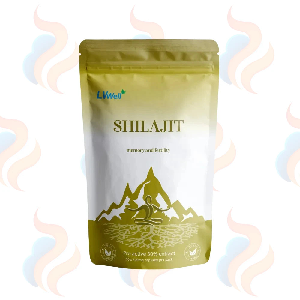 Shilajit packaging with LVWell branding on a white background