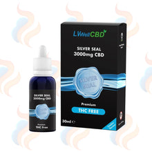 LVWell CBD Silver seal 3000g premium THC Free CBD oral drops with packaging on a white background