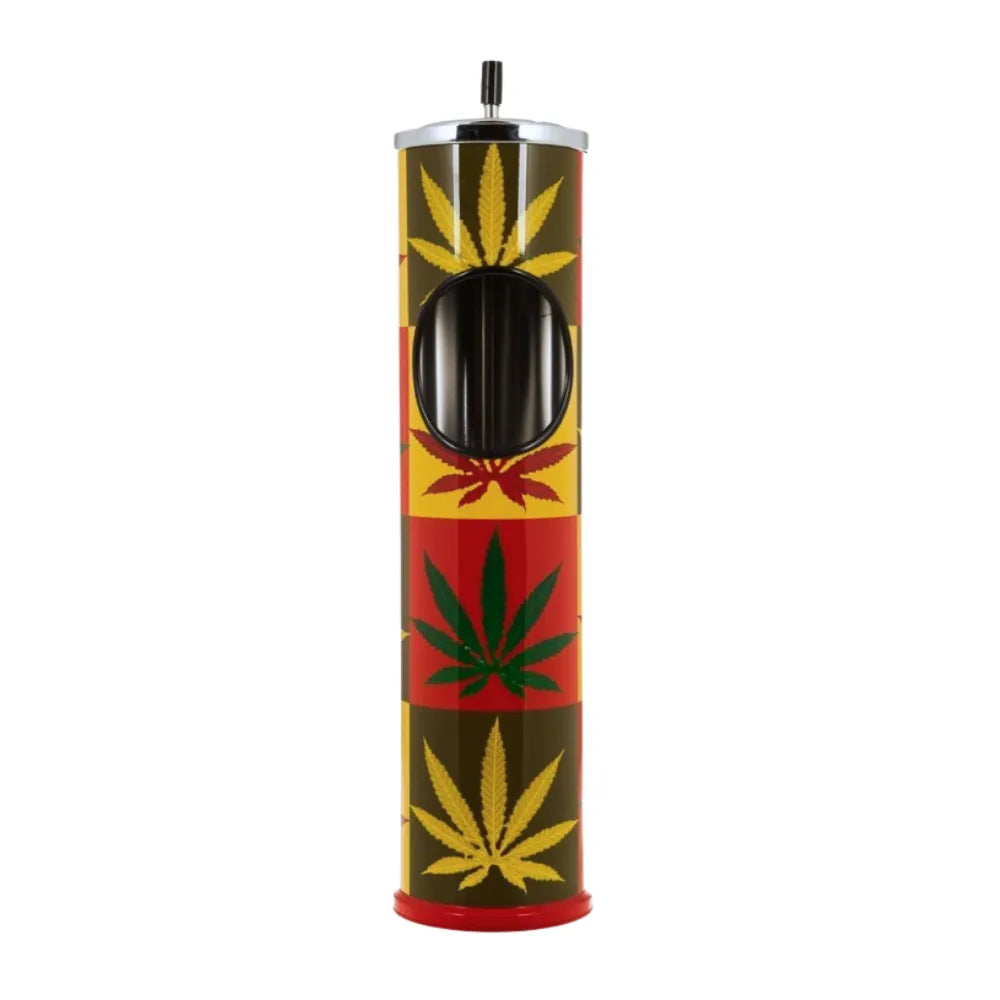Reggae-inspired Large Floor Standing Ashtray bin on a white background