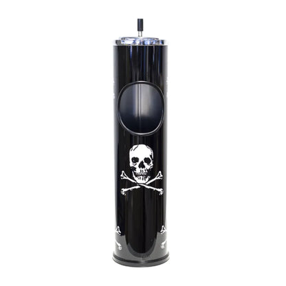 Black Skull Large Floor Standing Ashtray bin on a white background